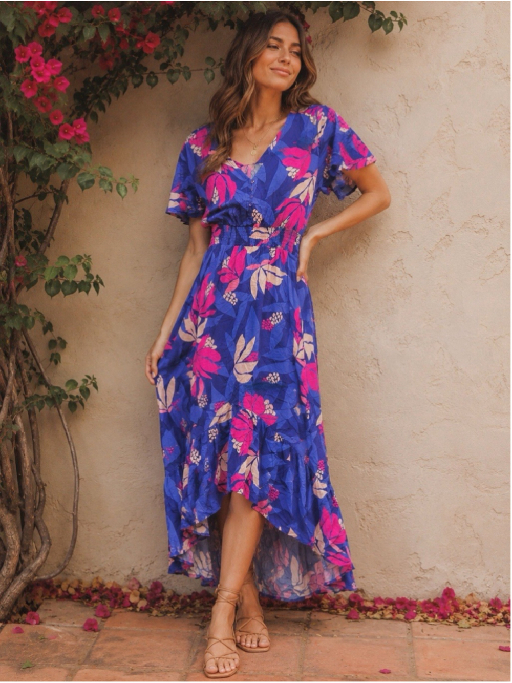 Abel The Label Anthropologie Maxi Dress Medium Santa Cruz Floral Purple